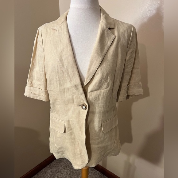 CAbi Tan 100% Linen Blazer Sz M - Picture 5 of 8